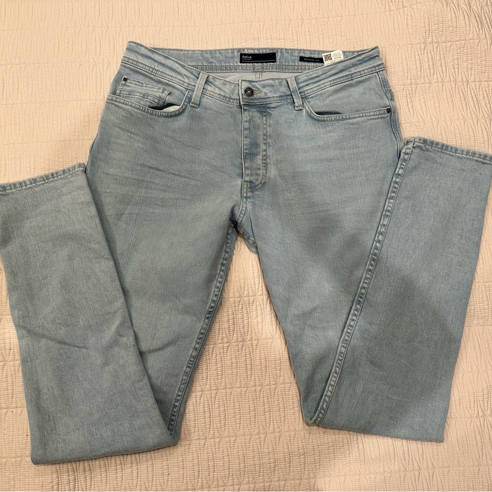 Salsa Denim Brand Men's Light Blue Jeans Regular Fit - W34, L34, Eur44